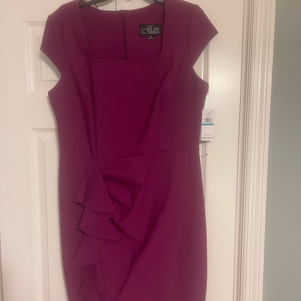 Alex Evenings Purple Ruched Sheath Dress Wedding Guest